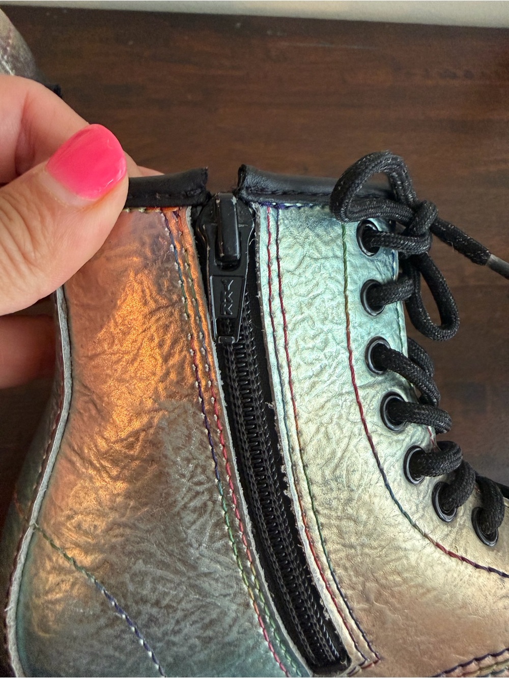 Dr. Martens Junior 1460 Rainbow Leather Lace Up Boots - Picture 11 of 12